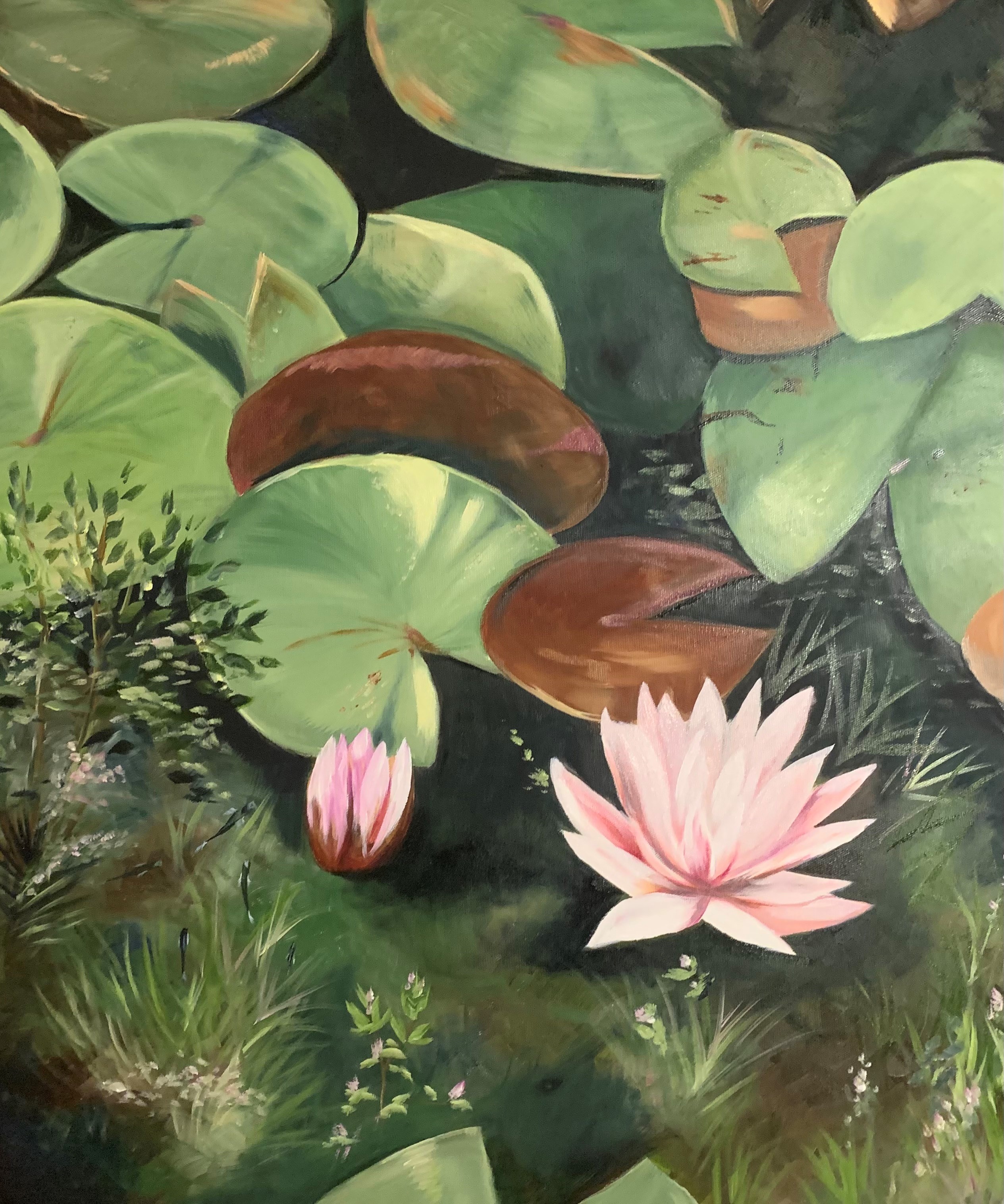 Lily Pads, Oil on Canvas, 24x36 on 1 inch gallery wrap canvas.